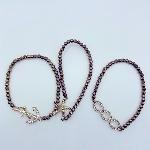 Nautical Gold Toned Beaded Bracelet Set - Picture 10 of 11